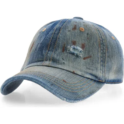 Acne Studios Carliy Trafalgar Ripped Denim Baseball Cap In Blue