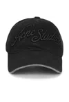 Acne Studios Faded Black Baseball Cap With Embroidered Logo In Black