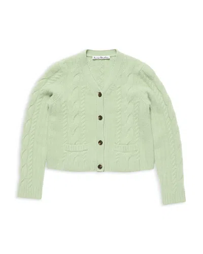 Acne Studios Cashmere Blend Cable Knit Cardigan In Green