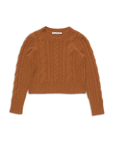 Acne Studios Cashmere Blend Cable Knit Sweater In Brown