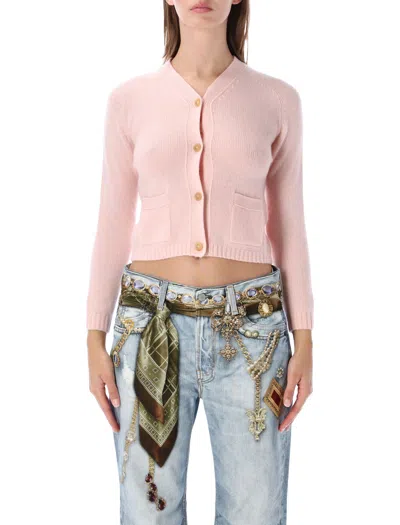 Acne Studios Cashmere Cropped Cardigan In Light Rose