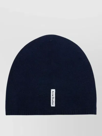 Acne Studios Cashmere Fitted Beanie Ribbed Hem In Blue