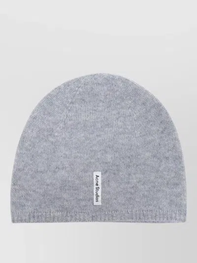 Acne Studios Cashmere Fitted Beanie Ribbed Hem In Gray
