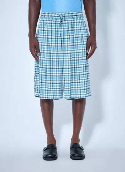 Acne Studios Casual Flannel Check Shorts In Blue