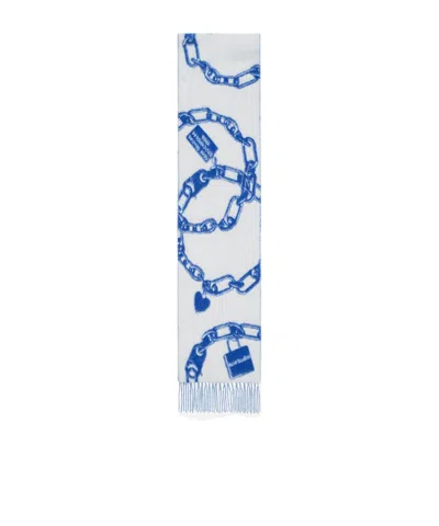 Acne Studios Chain Heart Print Scarf In Multi