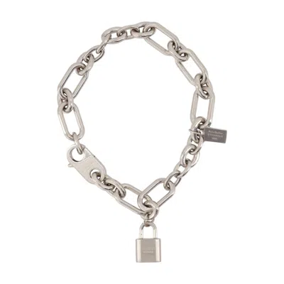 Acne Studios Chain-link With Padlock Necklace In Silver