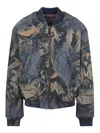 Acne Studios Graphic Print Denim Bomber Jacket In Blue