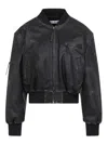 Acne Studios Vintage Leather Cropped Bomber Jacket In Black