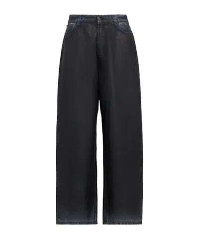 Acne Studios Charcoal Coated Denim Jeans In Black