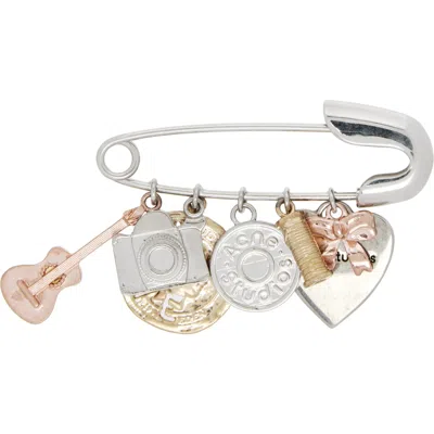 Acne Studios Charms Brooch In Dym Semi Matt Silver