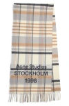 Acne Studios Scarf Featuring Fringed Edges Plaid Pattern In Brown