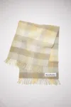 Acne Studios Check Blanket Scarf In Pale Yellow,beige,grey