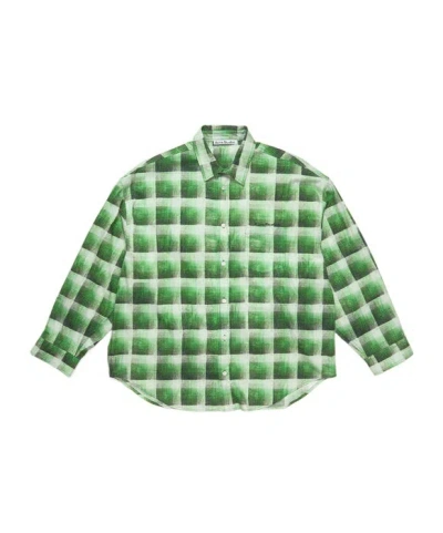 Acne Studios Check Button Shirt In Green