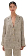 Acne Studios Junida Check Fluid Blazer In Sand