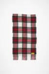 Acne Studios Check Fringe Scarf In Black,red,white