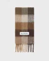 Acne Studios Check Fringe Scarf In Brown