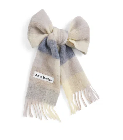 Acne Studios Check Fringe Scarf In Purple