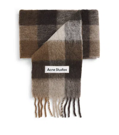 Acne Studios Check Fringe Scarf In Red