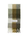 Acne Studios Check Fringe Scarf Taupe/green/black