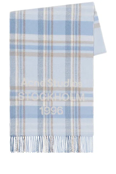 Acne Studios Check Jacquard Scarf In Blue