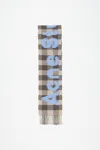 Acne Studios Jacquard-logo Checked Scarf In Brown,blue