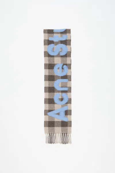 ACNE STUDIOS CHECK LOGO SCARF - NARROW