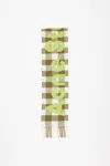 Acne Studios Narrow Check Logo Scarf In Khaki,green