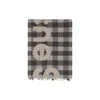 Acne Studios Check Logo Scarf In Brown