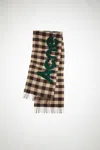 Acne Studios Brown Check Scarf In Brown,green