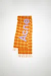 Acne Studios Check Logo Scarf In Orange,lilac Purple