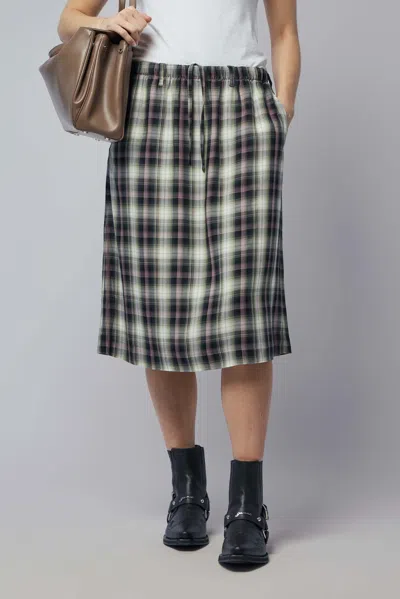 Acne Studios Check Midi Skirt In Green