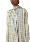 Acne Studios Checked Viscose Mini Shirt Dress In Gray