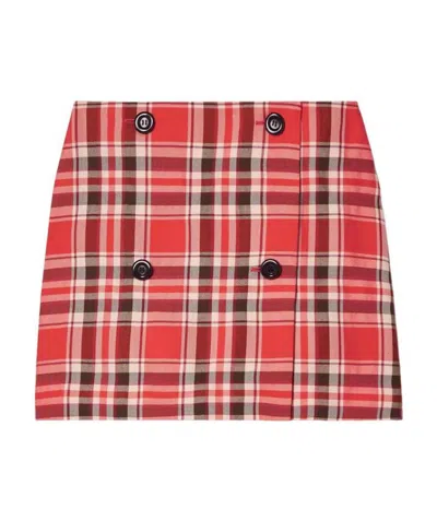 Acne Studios Check-pattern Miniskirt In Red