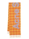 Acne Studios Check-pattern Wool Scarf In Orange