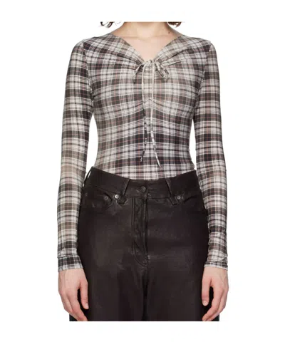ACNE STUDIOS ACNE STUDIOS CHECK PATTERNED RUCHED TOP