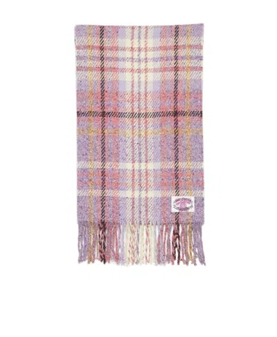 Acne Studios Check-print Wool Scarf In Pink
