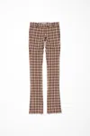 Acne Studios Checked Wool Casual Pants In Beige,brown
