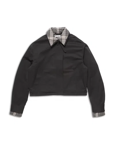 Acne Studios Check Trim Cotton Jacket In Black