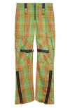 Acne Studios Checkered Cargo Trousers In Green/brown