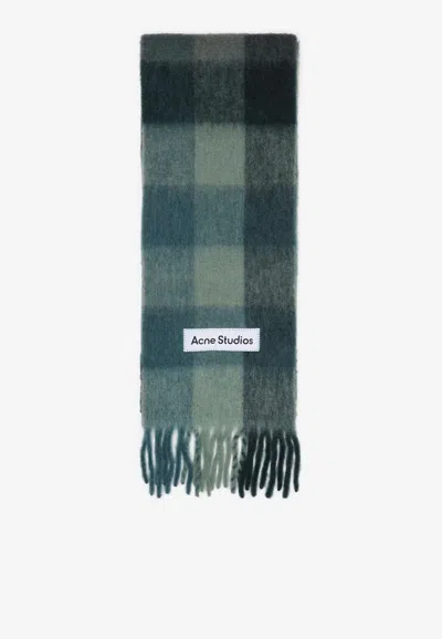 Acne Studios Checked Alpaca Fringed Scarf In Multi