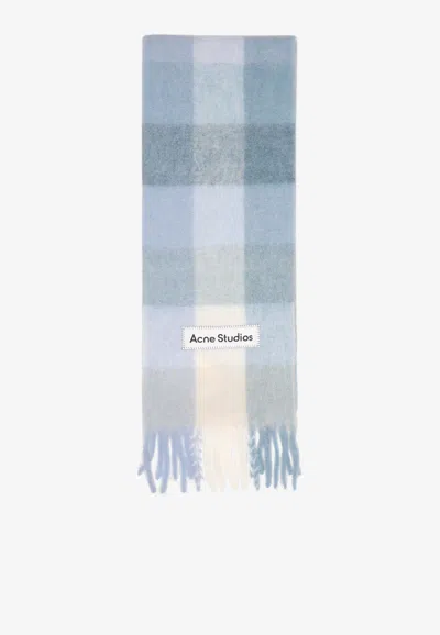 Acne Studios Checked Alpaca Fringed Scarf In Multi