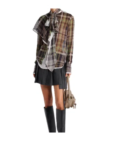 Acne Studios Checked Bow Detailed Blouse In Black