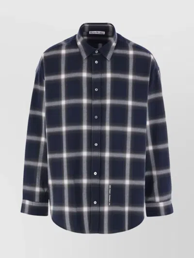 ACNE STUDIOS CHECKED COLLARED SHIRT CUFFED SLEEVES