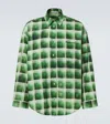 Acne Studios Oversized Checkered Cotton Flannel Shirt In Green