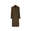 Acne Studios Checked Double-breasted Wool Blend Coat In Brown