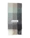 Acne Studios Checked Fringe Scarf In Gray