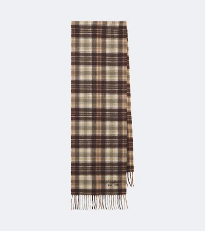 Acne Studios Checked Fringed Cashmere And Wool Scarf In Brown