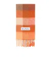Acne Studios Checked Fringed Scarf In Brown