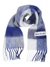 Acne Studios Checked Fringed Scarf In Blue