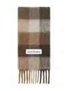 Acne Studios Checked Fringed Scarf In Brown
